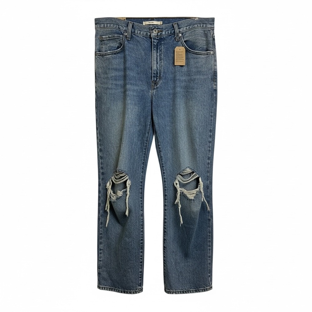 Levis 94 Baggy Jeans Distressed Ripped Light Wash Denim Size 33x31
